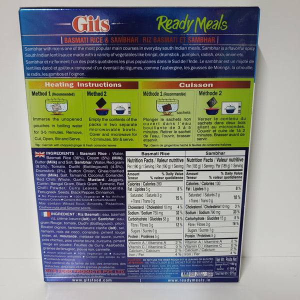 Gits Ready Meals Rice & Sambhar 375g